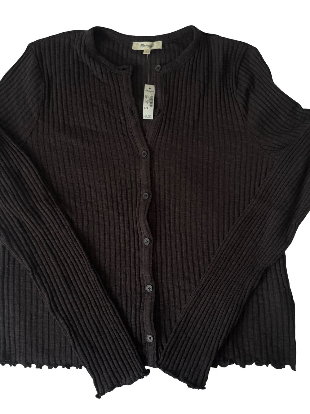 NWT Madewell Women’s Lettuce-Hem Ribbed Cardigan Size XL